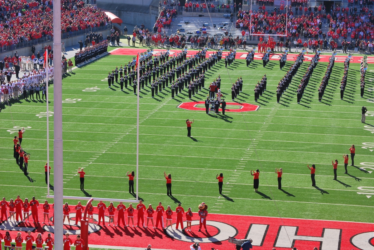 Signers and marching band at OSU football game.