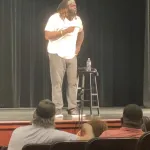 Harold Foxx performs at Newark campus